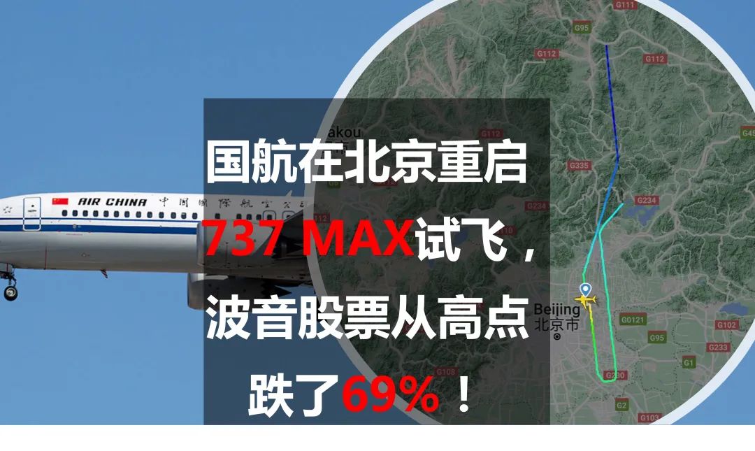 国航在北京重启737 MAX试飞，波音股票从高点跌了69%